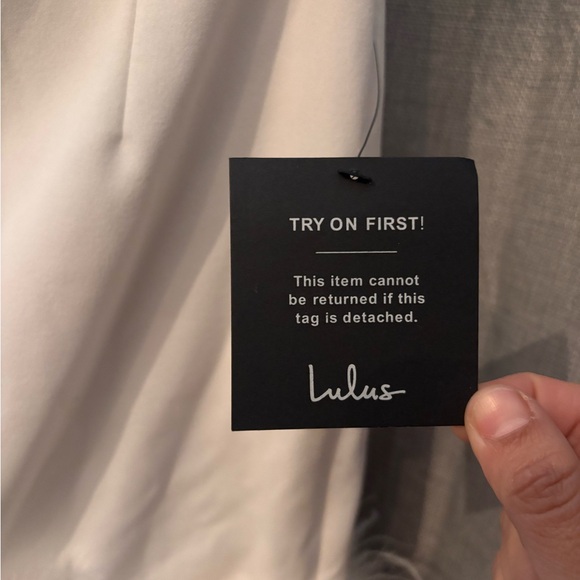 White Faux Fur Trim lulus dress - Picture 2 of 4